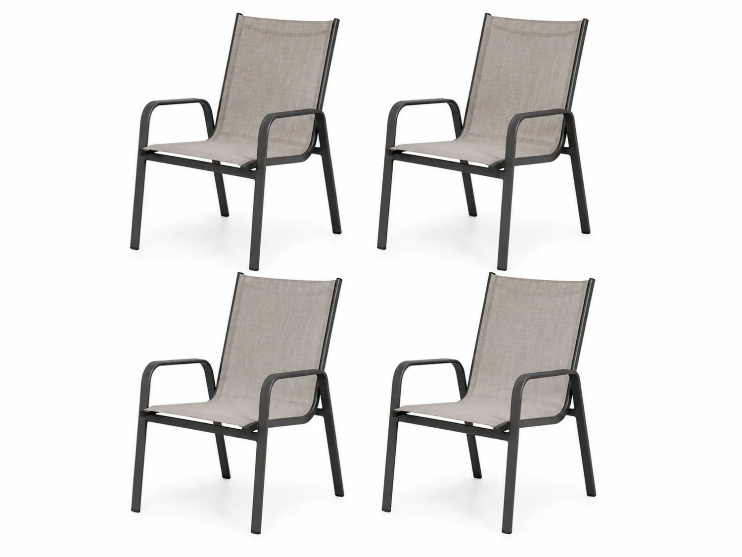 4er Set Gartenstühle Aluminium Textilene Beige