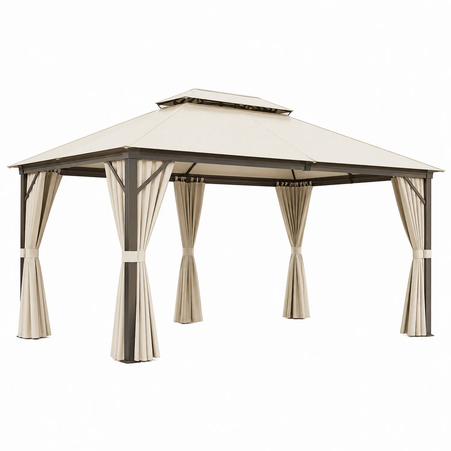 Gartenpavillon 3x4 m Stahl Polyester Beige