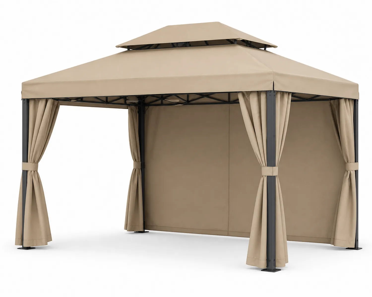 Pavillon 3x3m Stahlrahmen Polyester Sandfarben