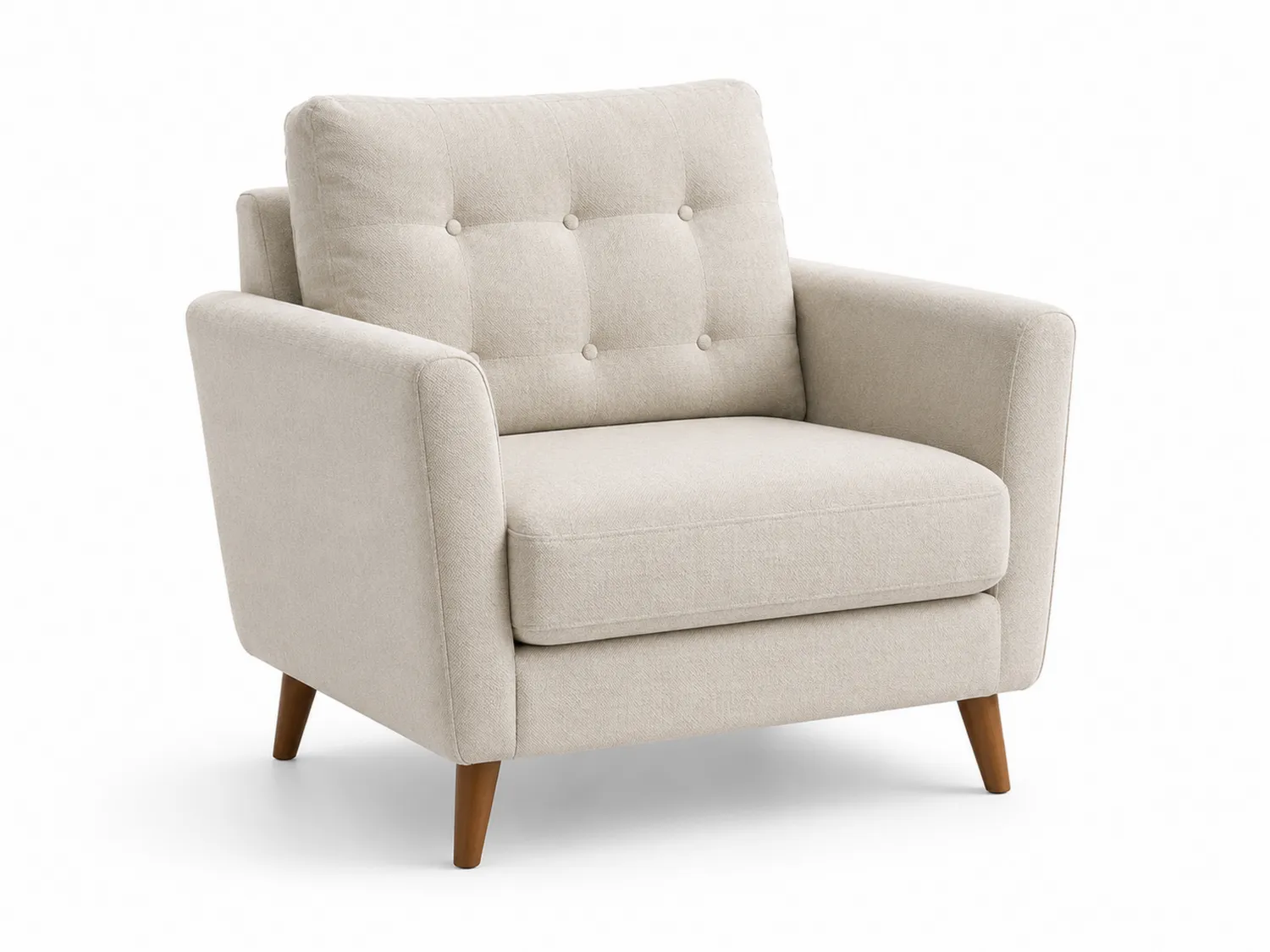 Sessel mit Armlehnen Beige Holzbeine Stoffpolsterung