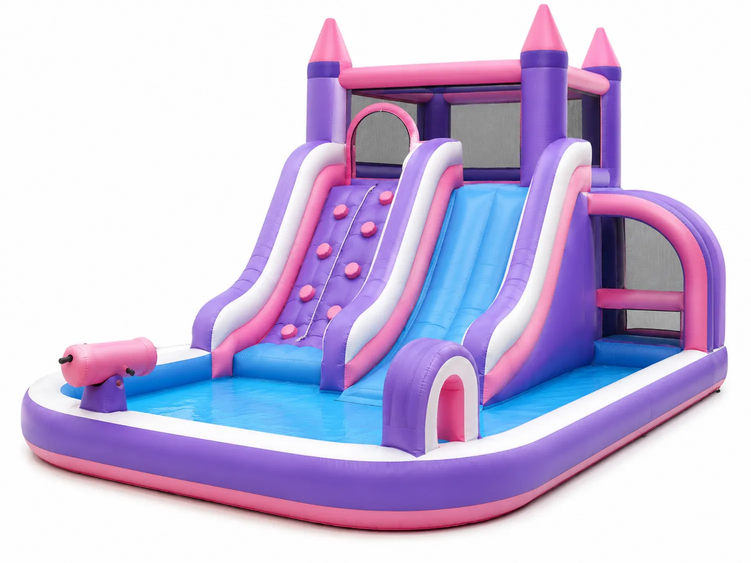 Aufblasbare PVC-Hüpfburg mit Rutsche Lila/Rosa
