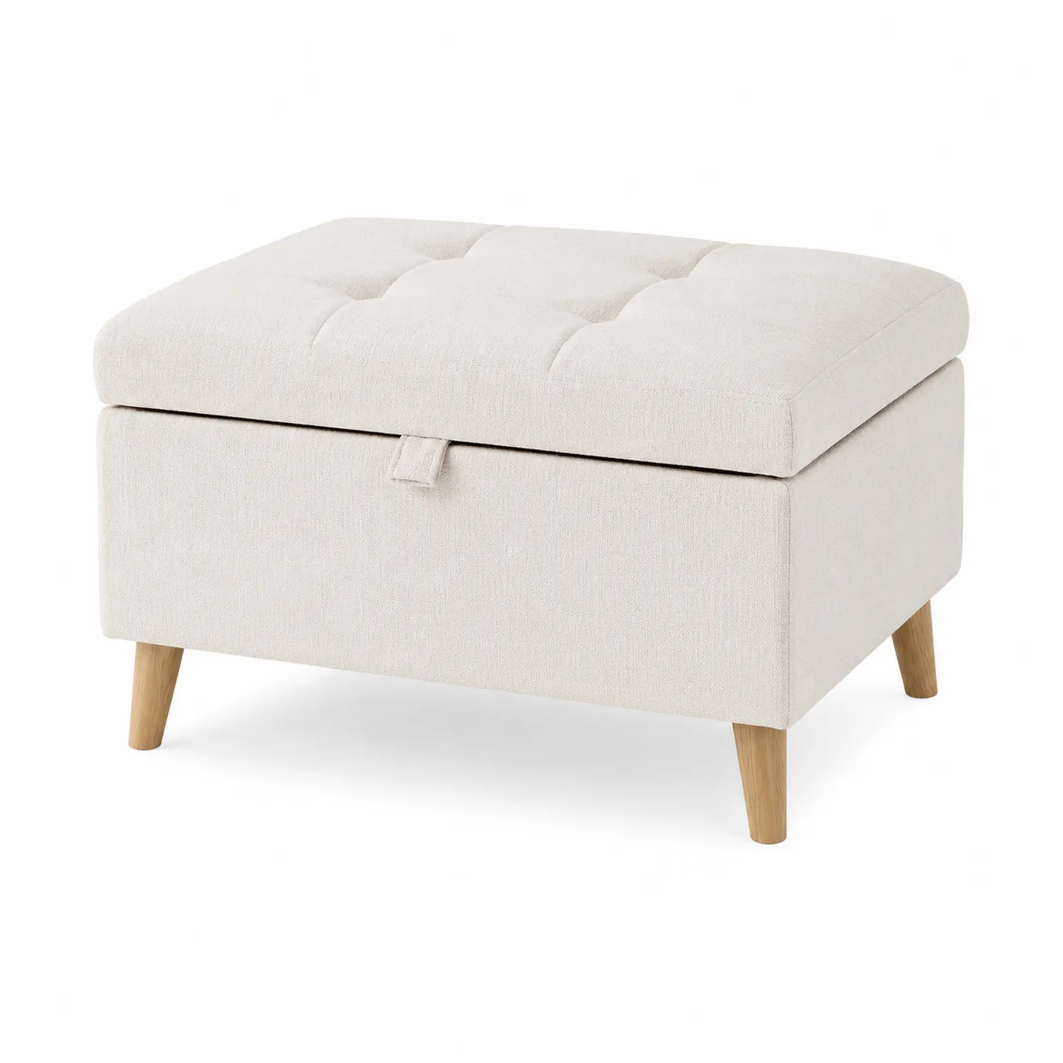 Leinen Fußhocker mit Stauraum Beige