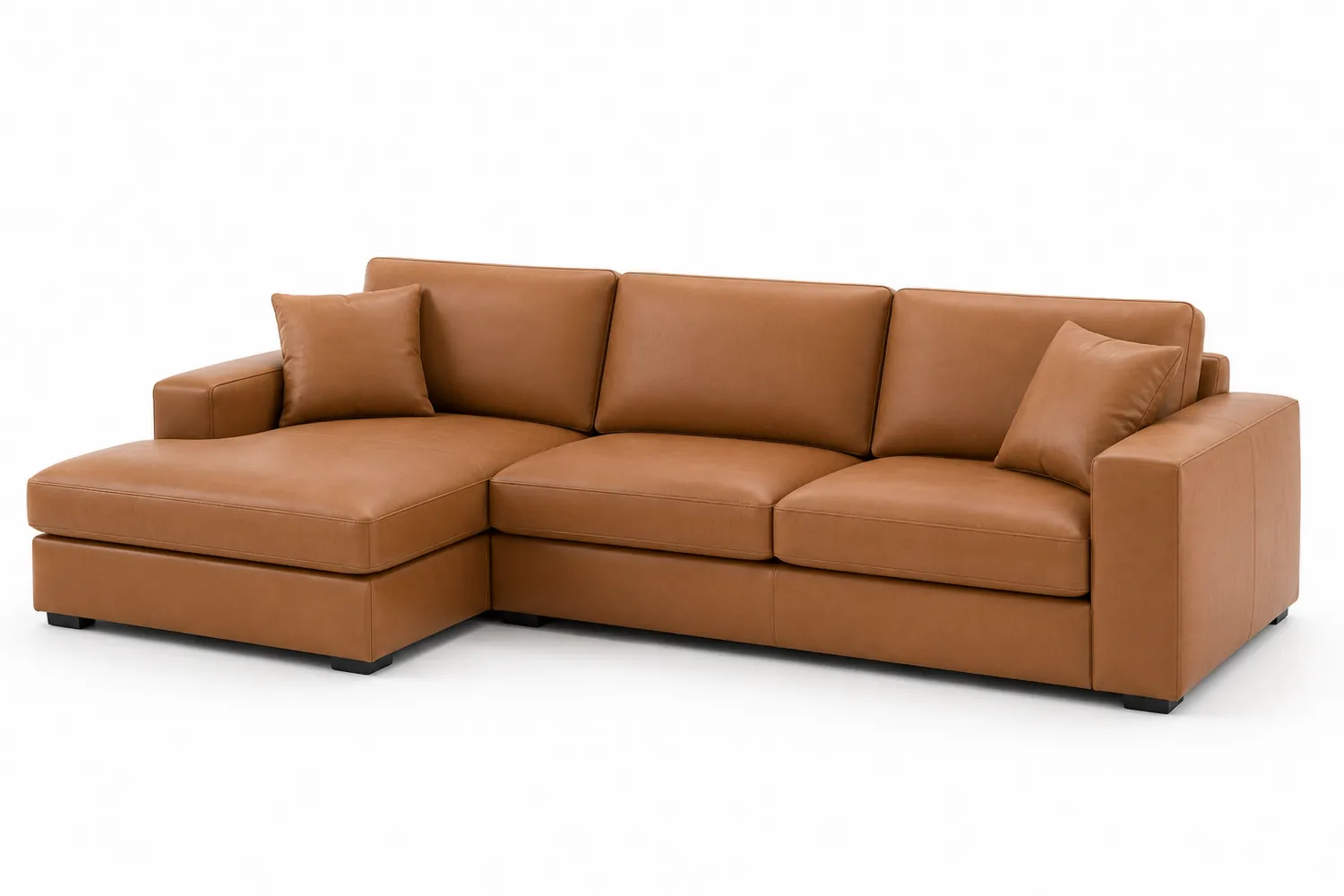 Ecksofa aus Leder in Braun, 250cm