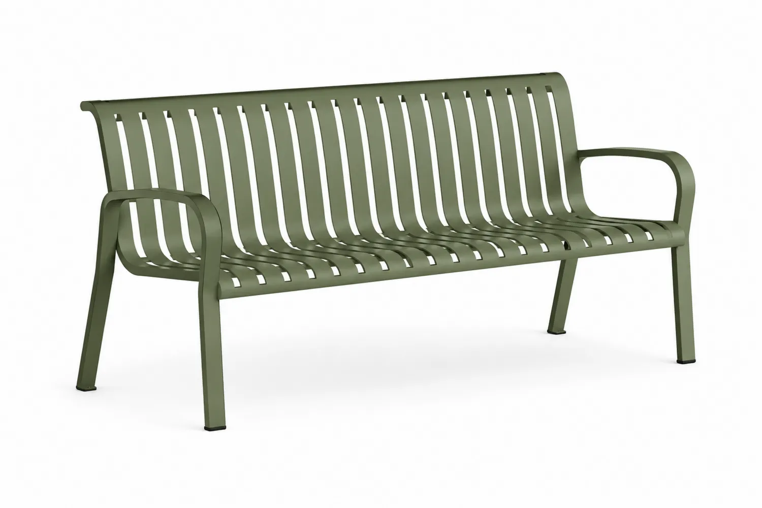 Metallbank Grün mit Armlehnen 150 cm