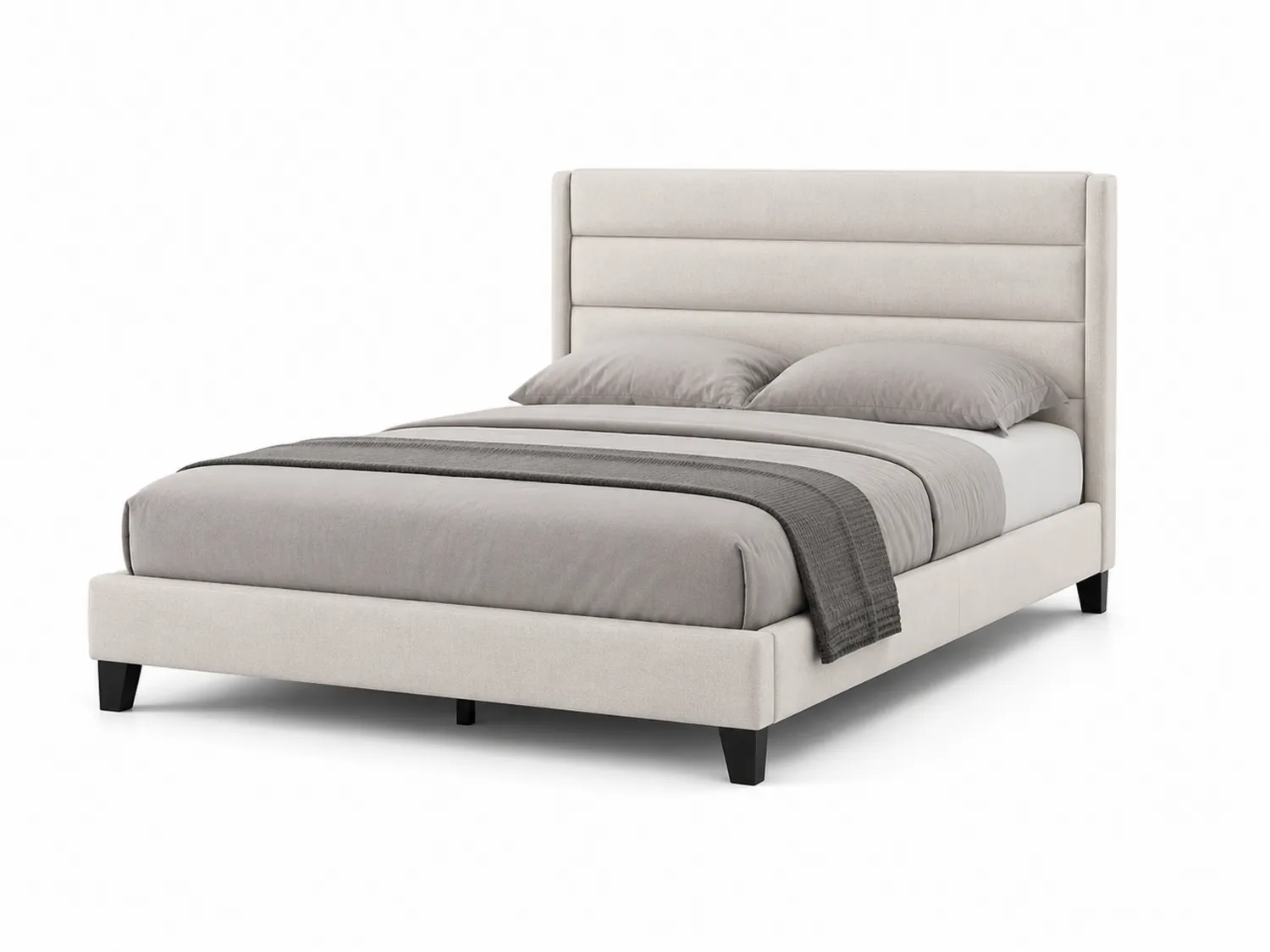Polsterbett 200x180 cm Leinen Beige