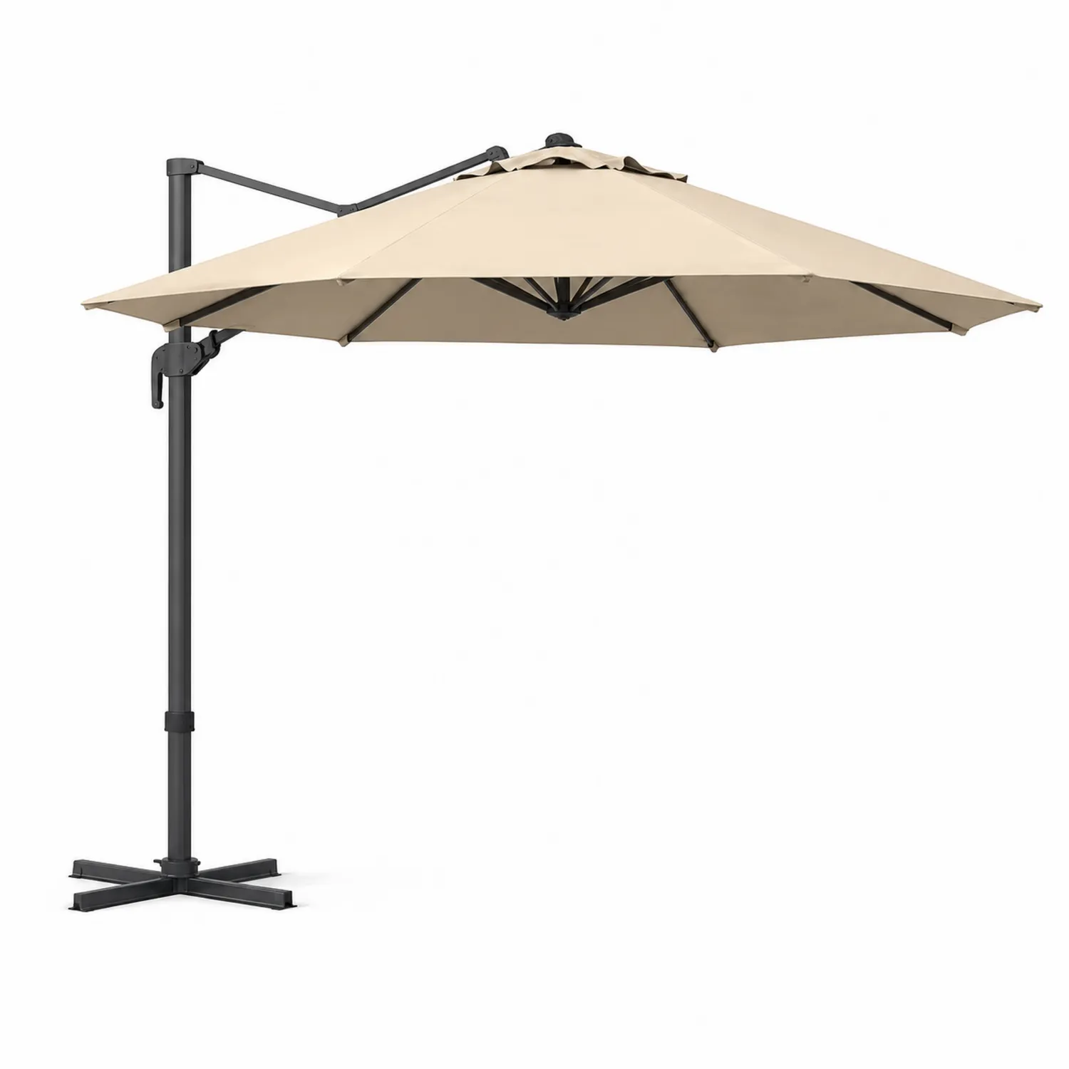 Ampelschirm Rund 3m Aluminium Polyester Beige