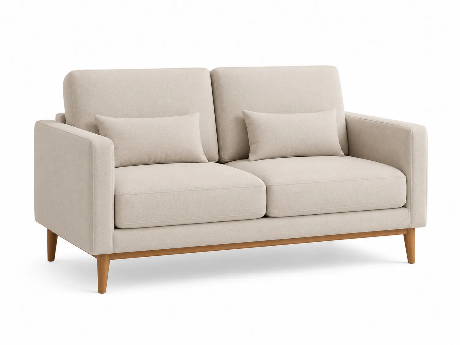 Zweisitzer Sofa Polyester Beige Holzbeine