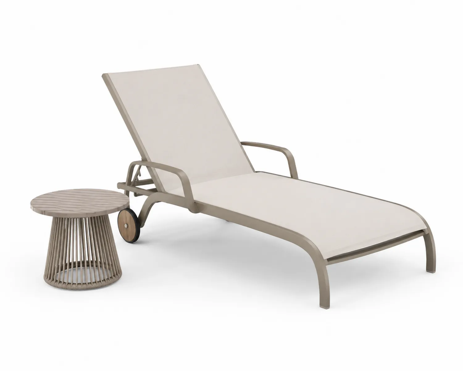 Aluminium Gartenliege Set mit Tisch Beige