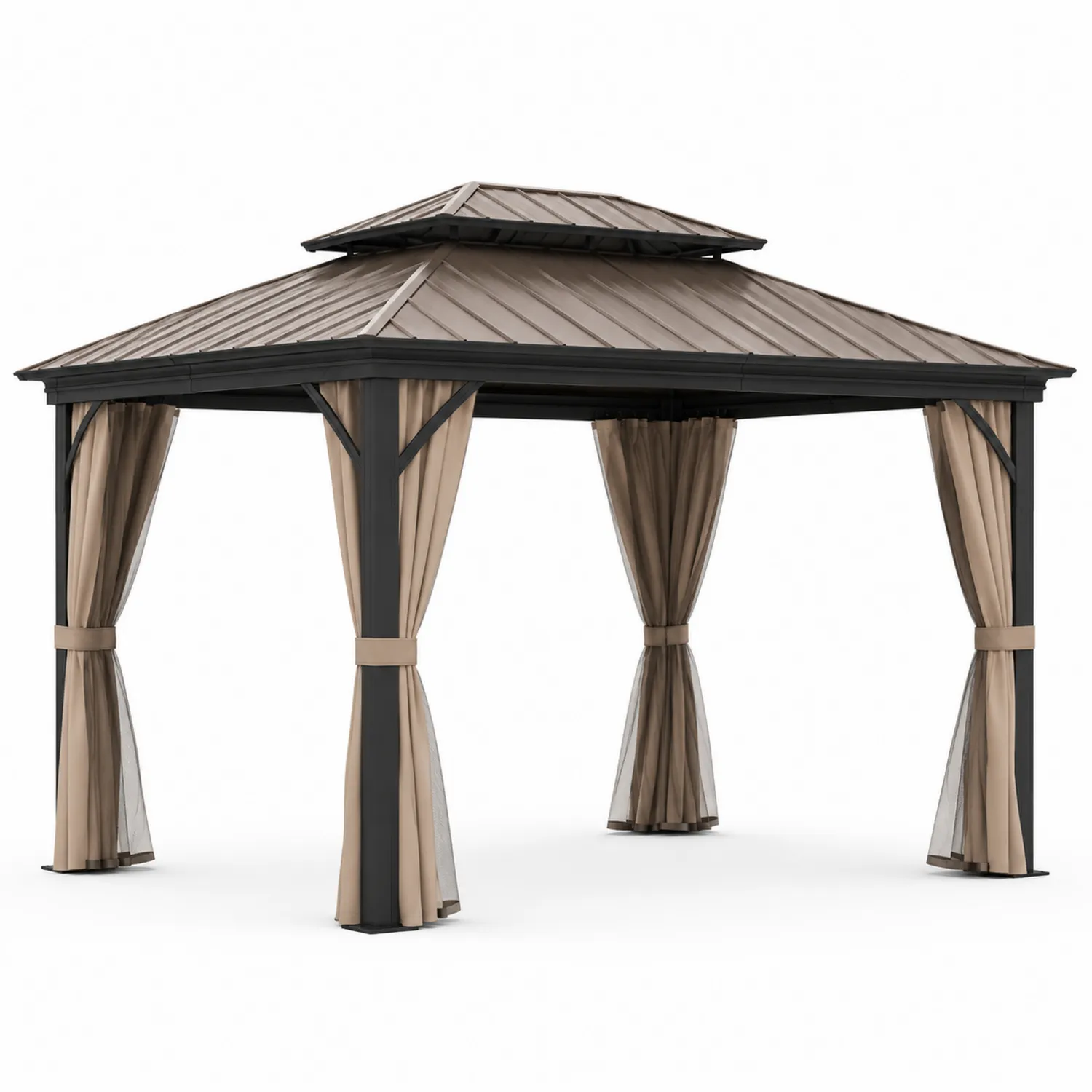Gartenpavillon Aluminium Stahl Polyester Braun