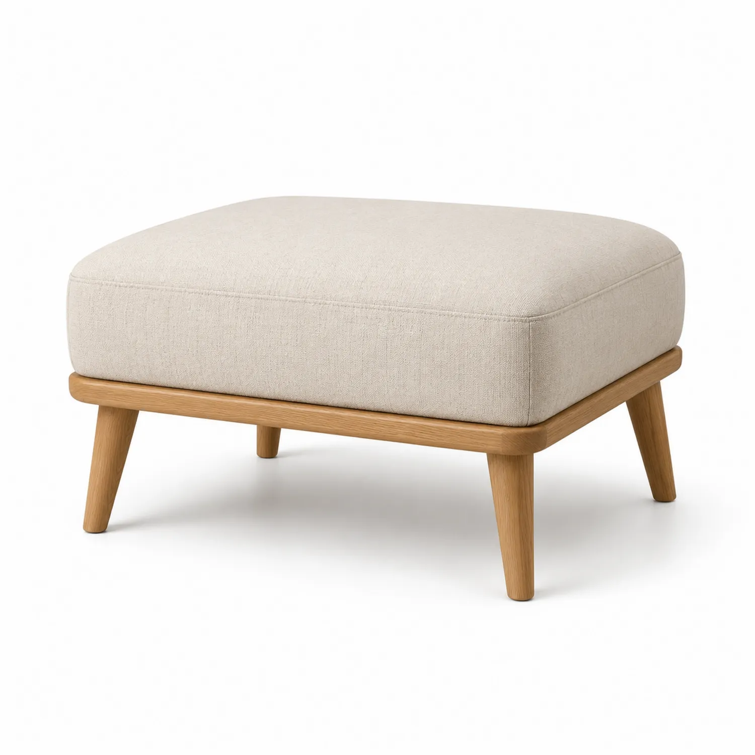 Hocker Eichenholz Polyester Beige 60x40x35cm