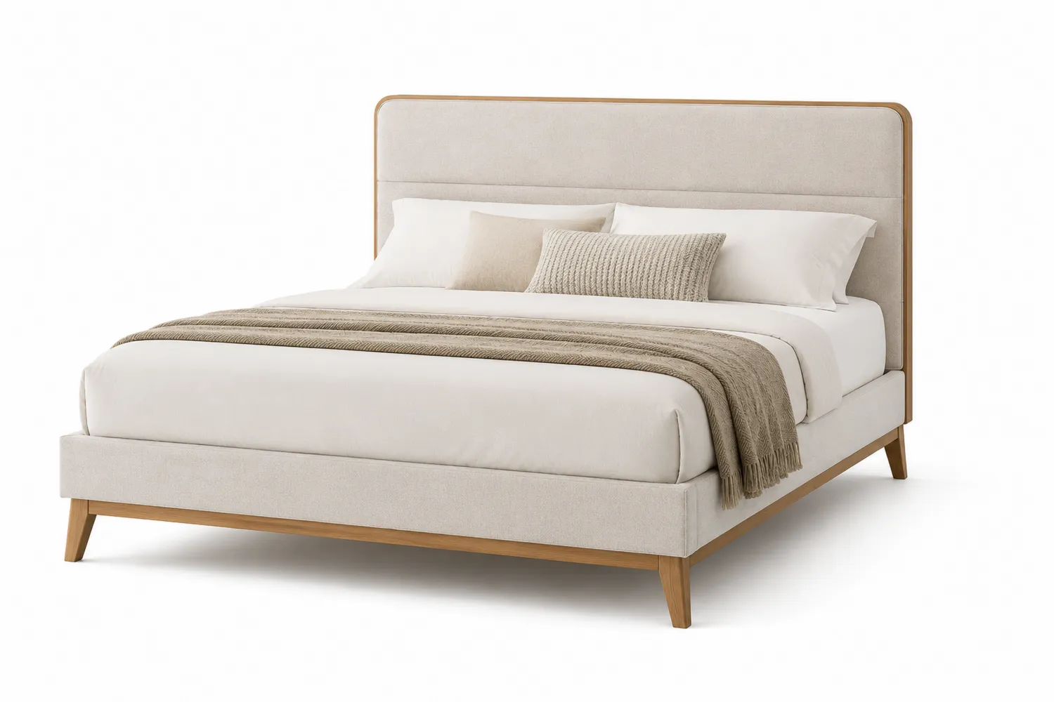 Polsterbett Doppelbett Eiche 200x180cm Beige