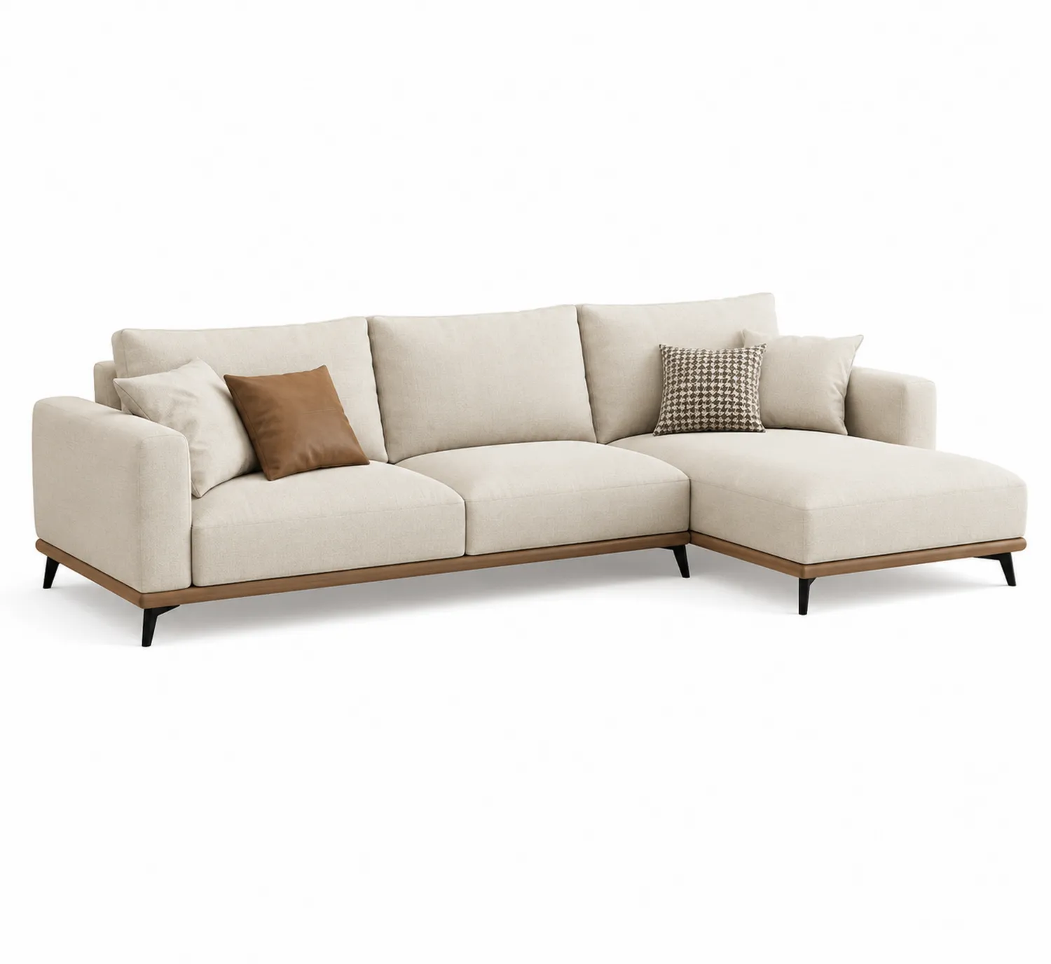 Ecksofa aus Stoff Beige L-Form 300x150x85 cm