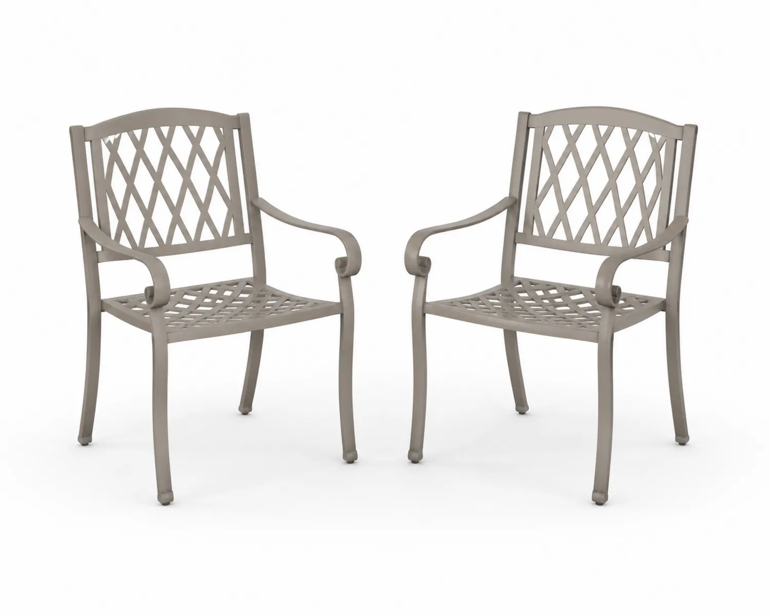 Aluminium Gartenstuhl Set mit Armlehnen, Grau, 2er-Set