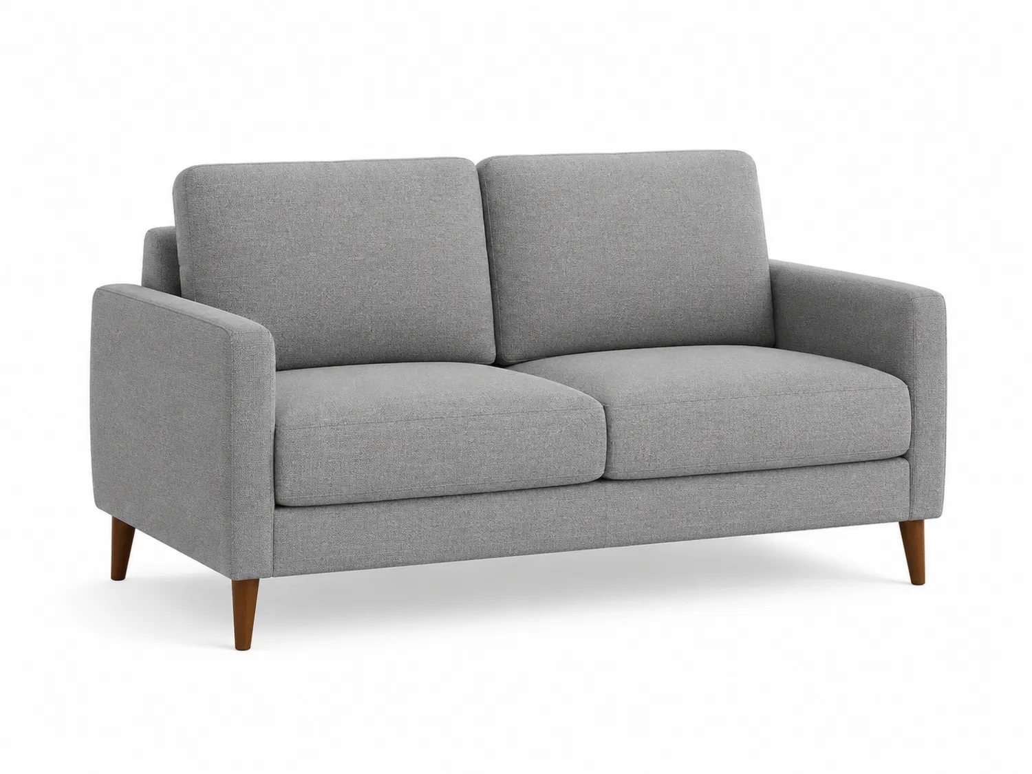 2-Sitzer Sofa aus Stoff und Holz in Hellgrau