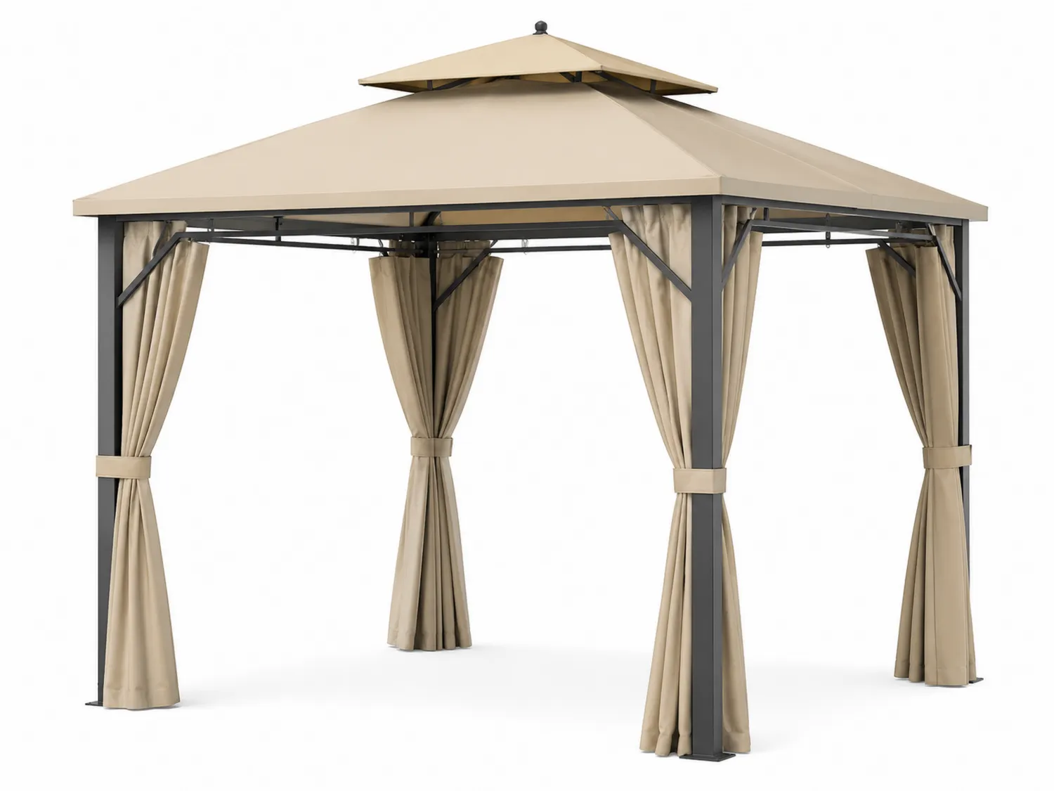 Pavillon 3x3m Stahlrahmen Polyesterdach Beige