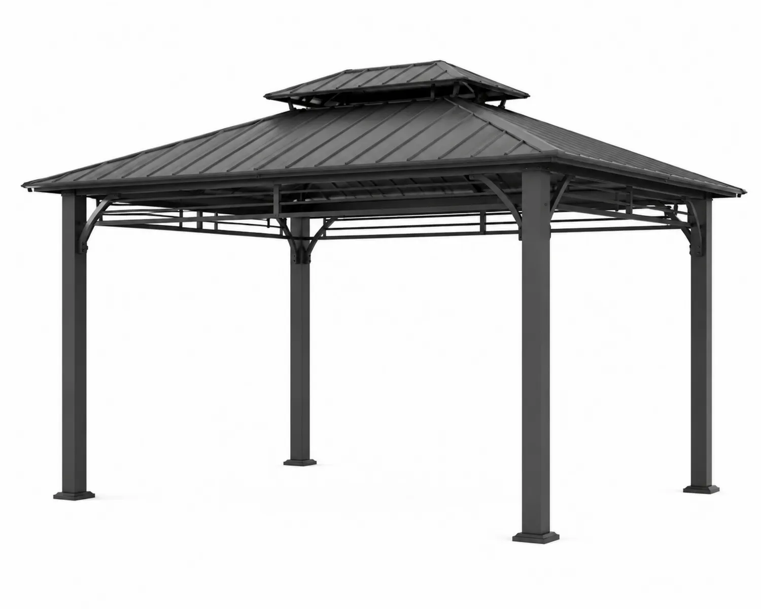 Metall Pavillon Rechteckig 300x400 cm Stahl Anthrazit