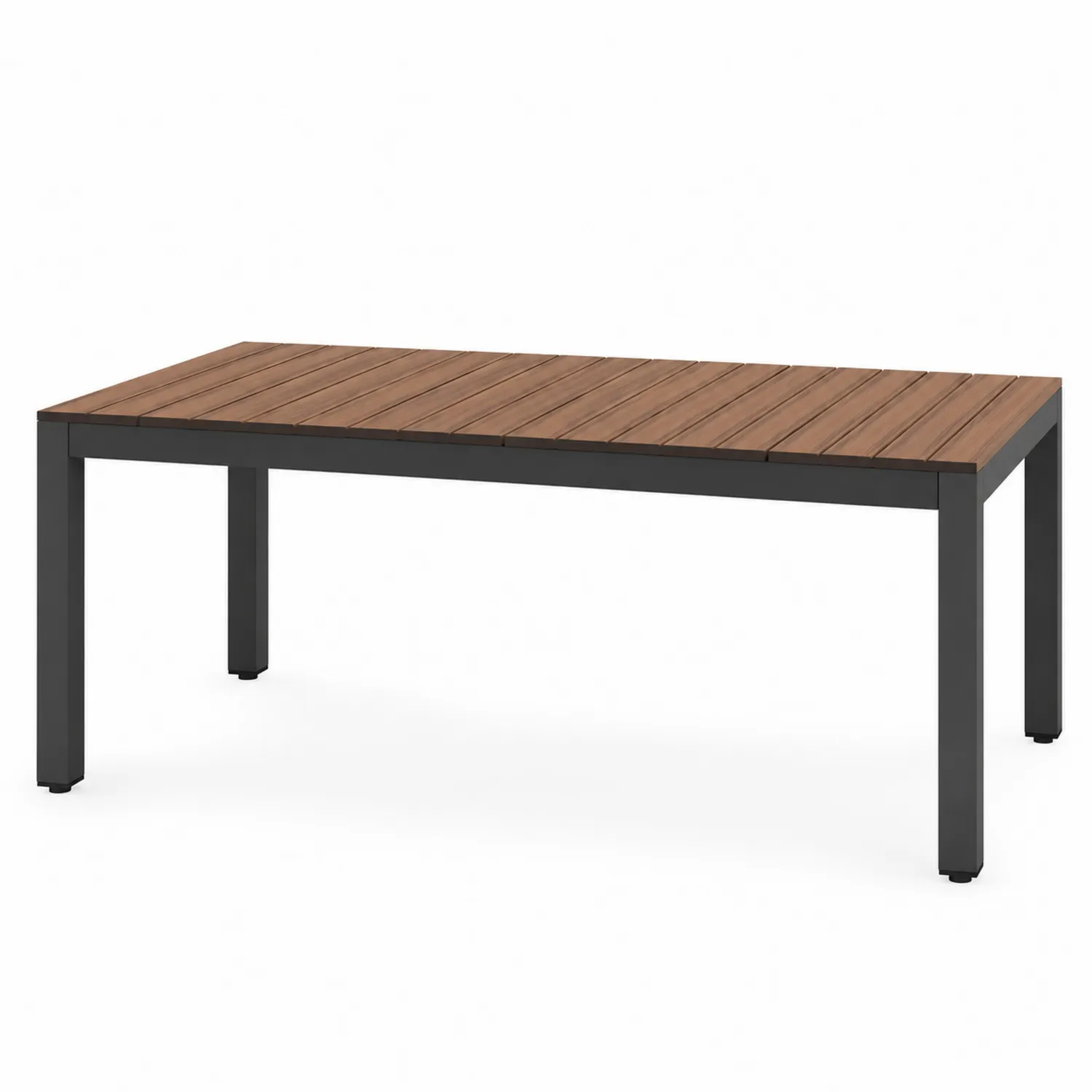 Garten-Esstisch Aluminium WPC Braun Schwarz 180x90 cm