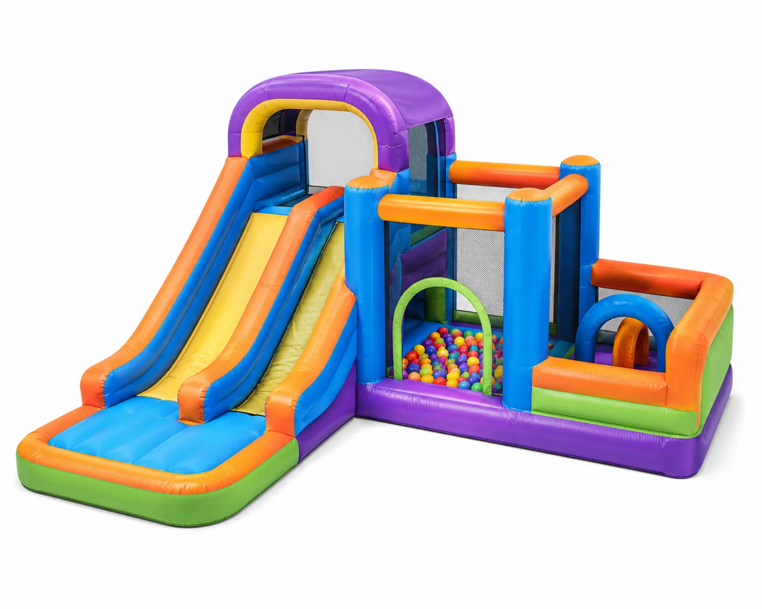Aufblasbare PVC-Hüpfburg mit Rutsche und Ballpool, Mehrfarbig, 400x300x250 cm