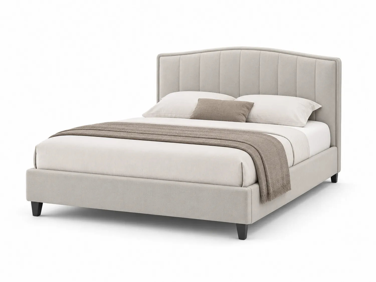Polsterbett Doppelbett Holzbeine Stoff Hellgrau 200x180 cm