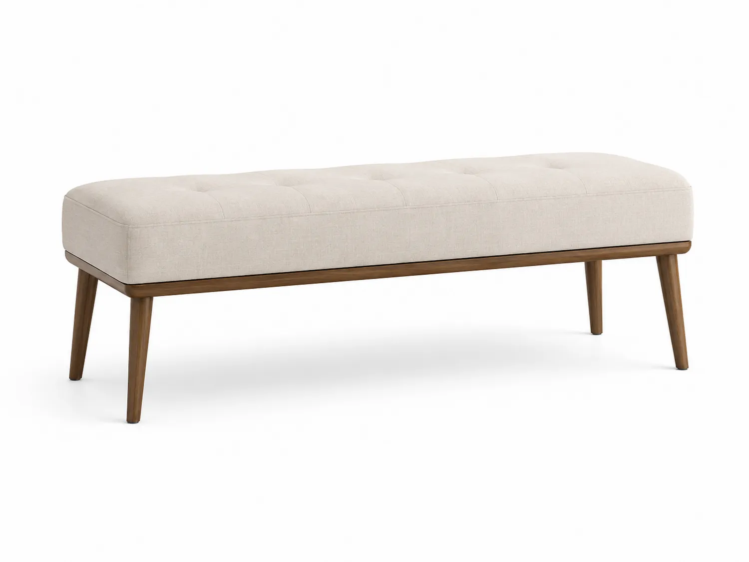 Sitzbank Leinen Walnussholz Beige
