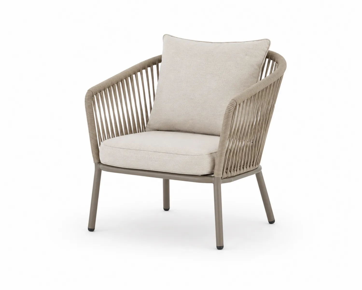 Outdoor-Stuhl Aluminium Polyester Seilgeflecht Beige