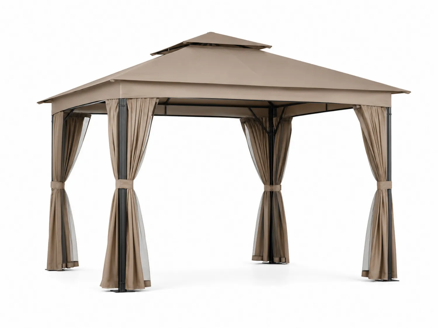 Pavillon mit Aluminiumrahmen und Polyestergewebe 3x3m Beige