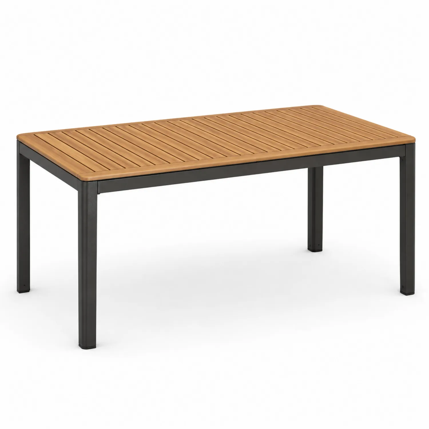 Garten-Esstisch Aluminiumrahmen Akazienholzplatte Braun/Schwarz