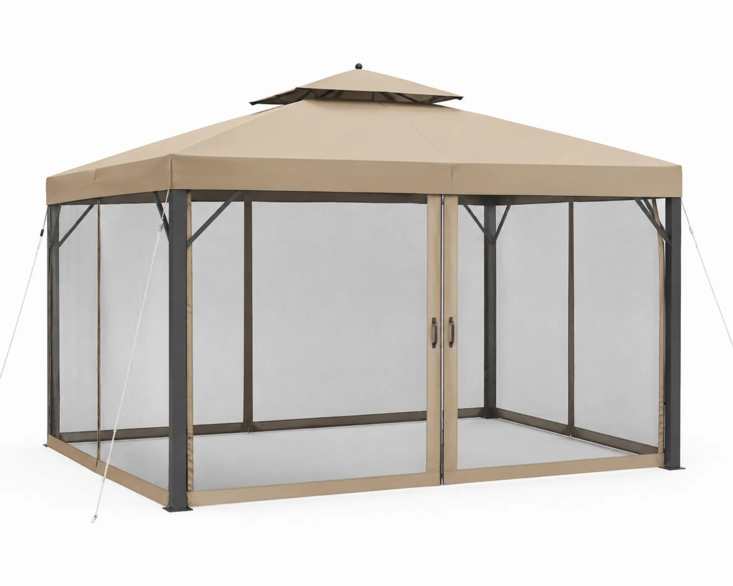Rechteckiges Gartenzelt Metallrahmen Polyester Beige