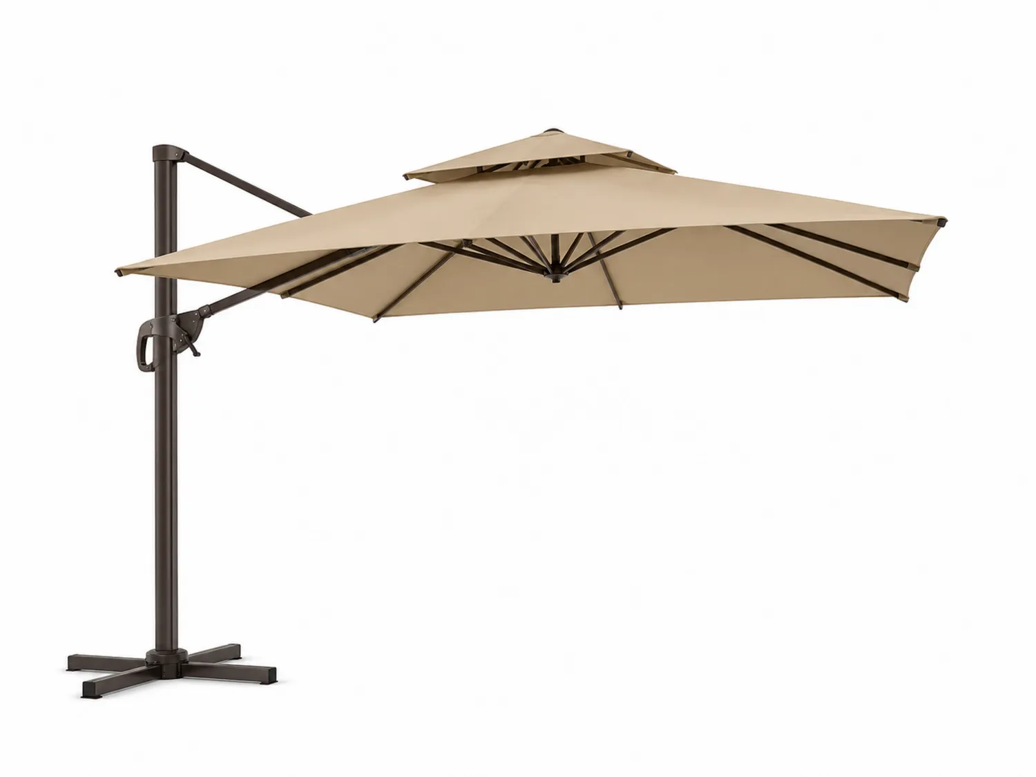 Ampelschirm Beige Polyester 3m mit Aluminiumrahmen