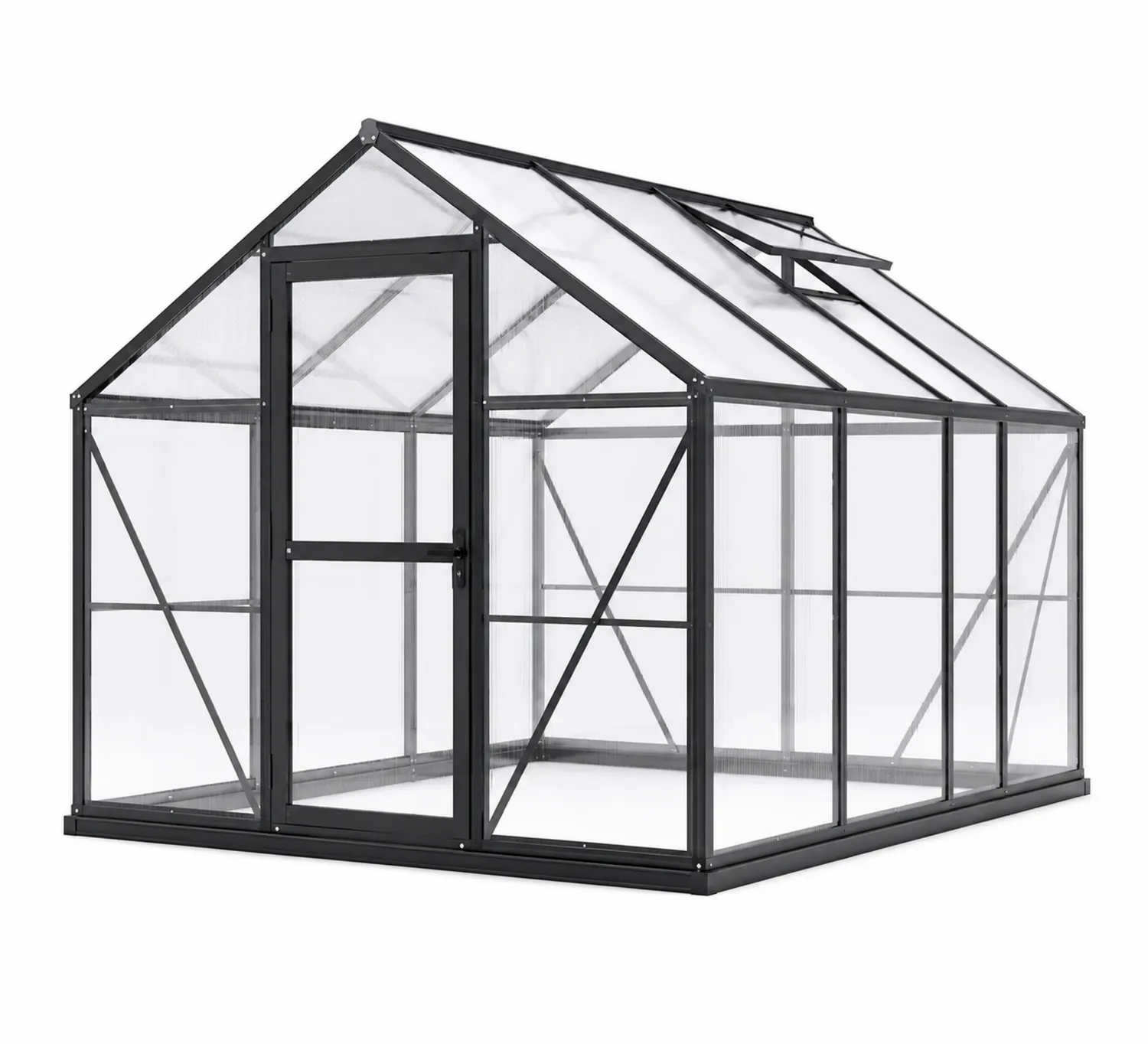 Aluminium Gewächshaus mit Polycarbonatplatten Schwarz