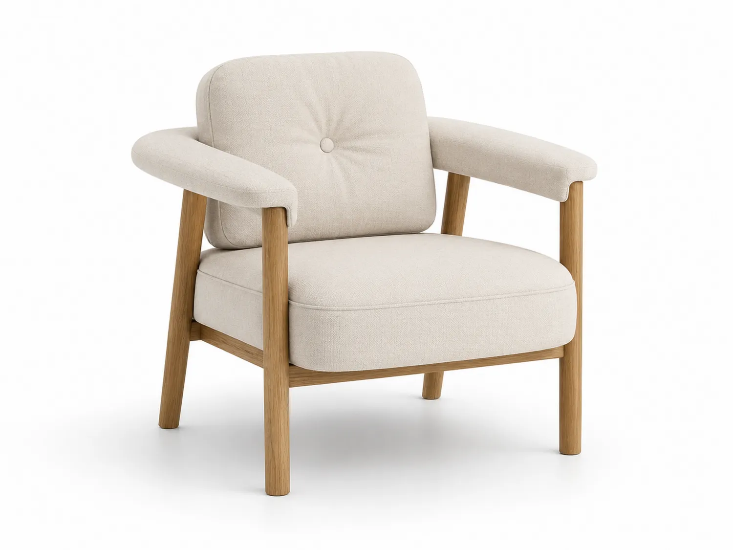 Holzrahmen Leinen Sessel Beige