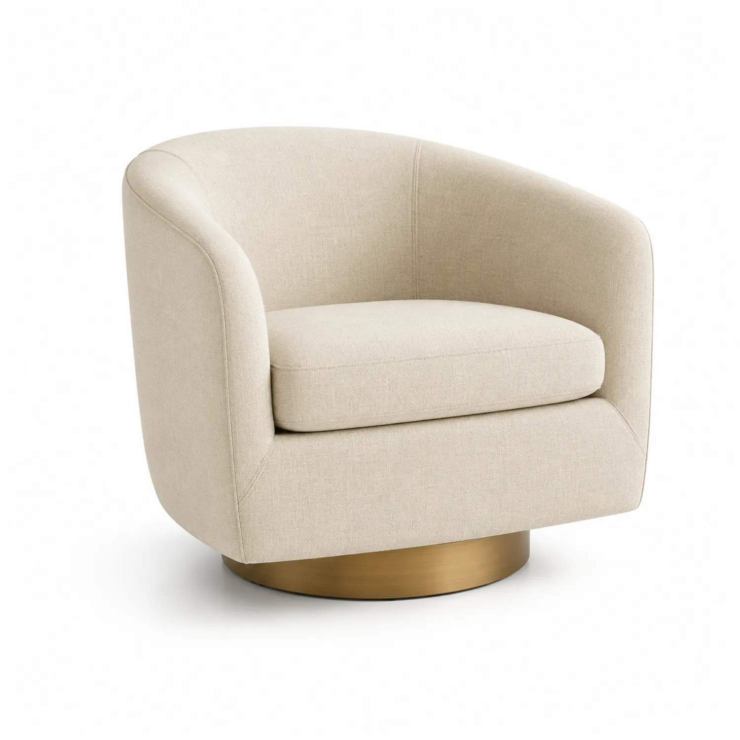 Drehstuhl Leinen Beige mit Metallbasis
