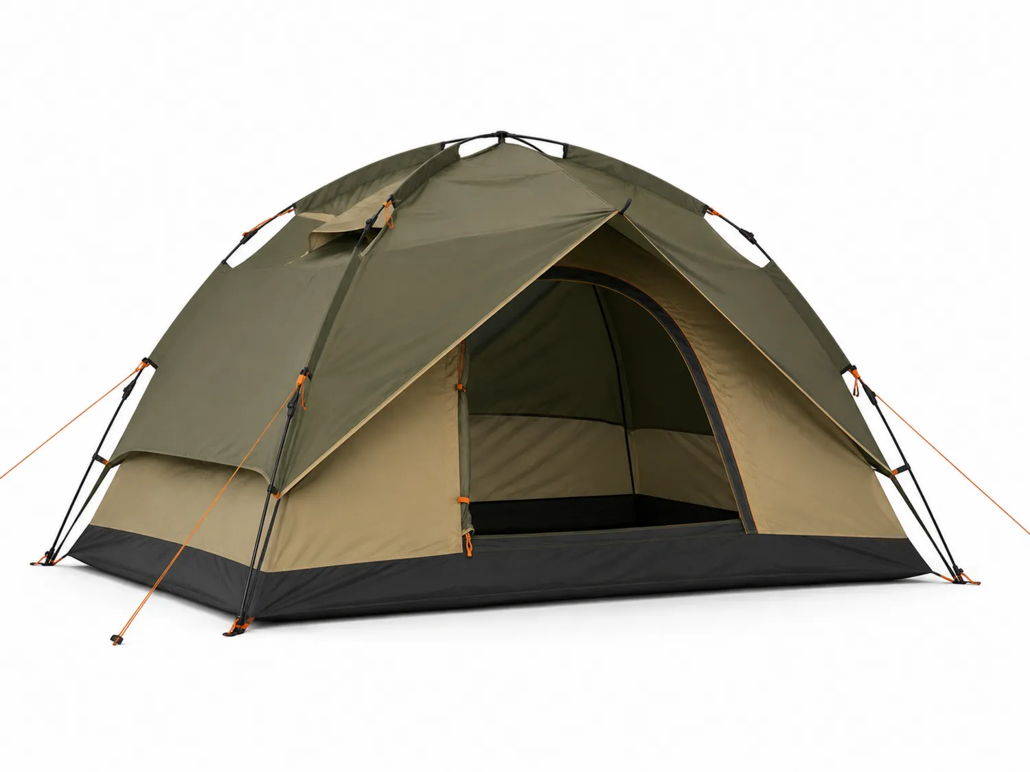 Campingzelt 4 Personen Polyester Olivgrün/Beige