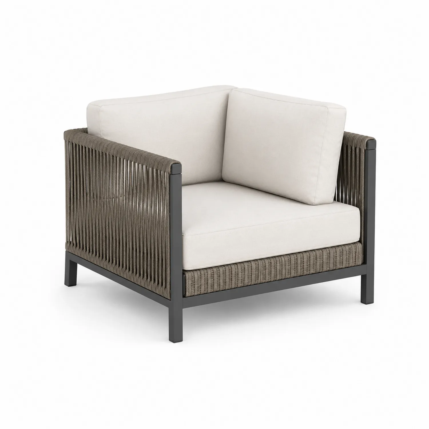 Gartensessel Aluminiumrahmen Polyrattan Beige Kissen