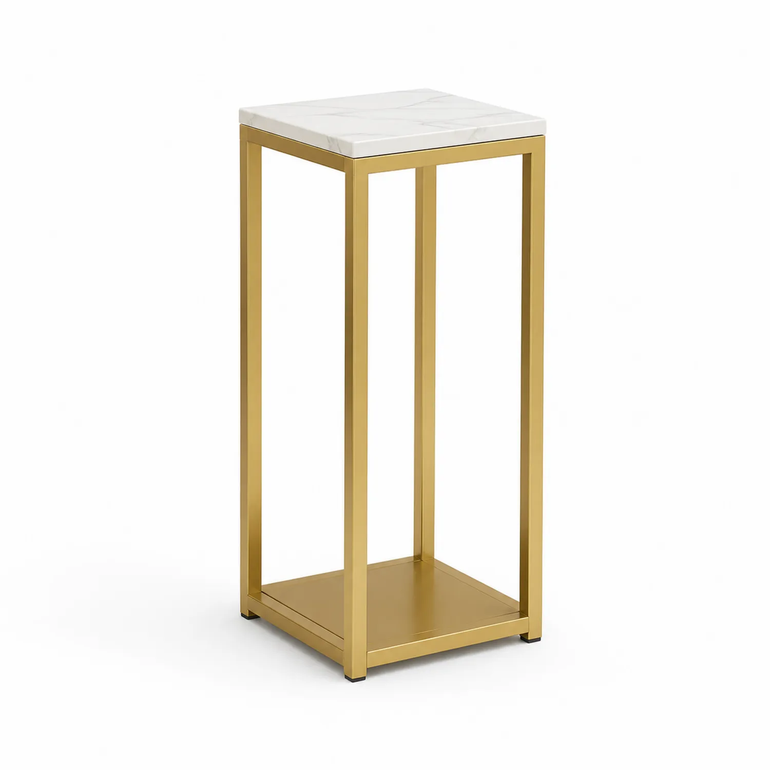 Metall Pflanzenständer mit Marmorplatte Gold/Weiß