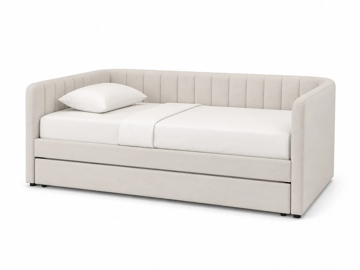 Tagesbett mit Ausziehbett und Kissenbezug Cremeweiß