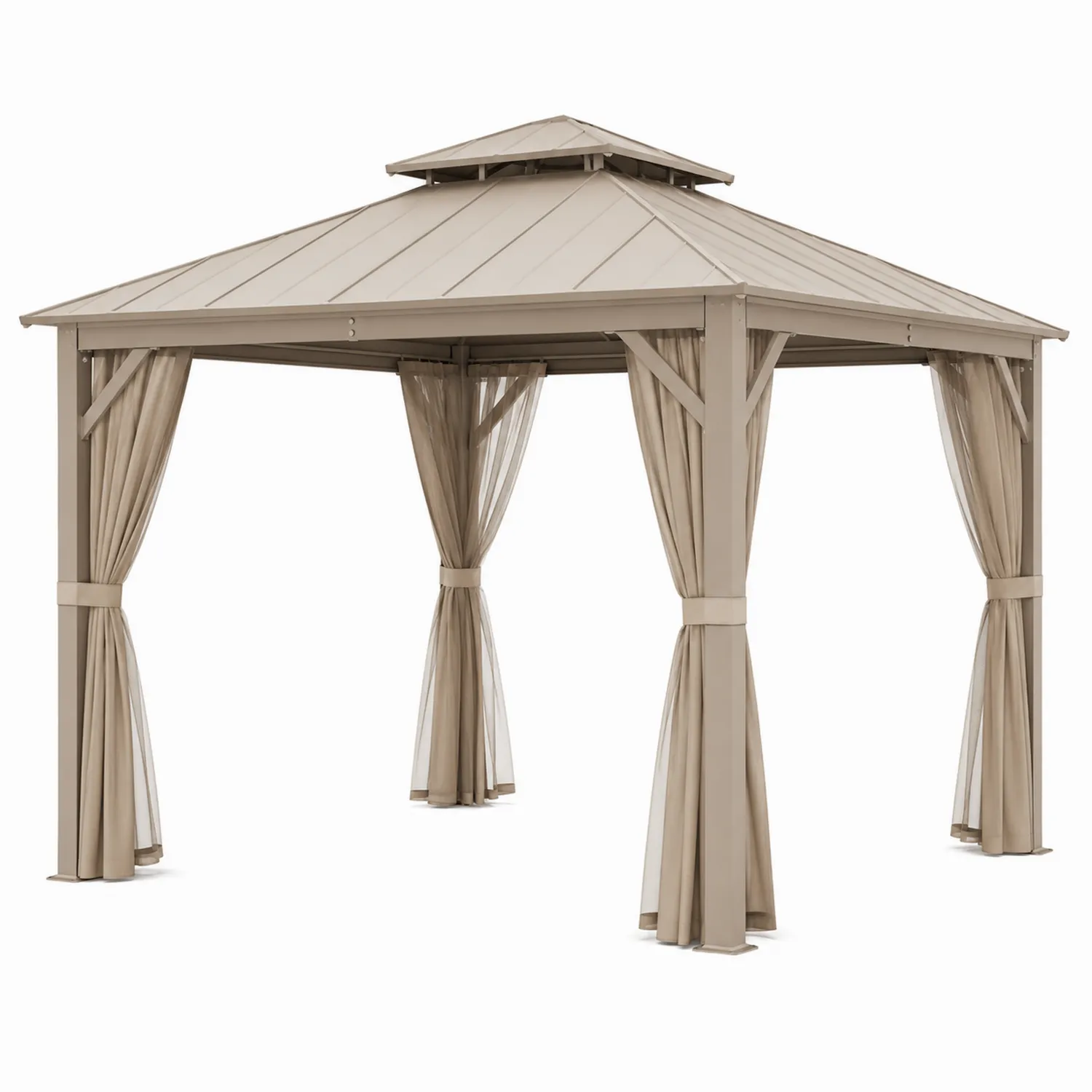 Pavillon 3x3m Aluminium Stahl Polyester Beige