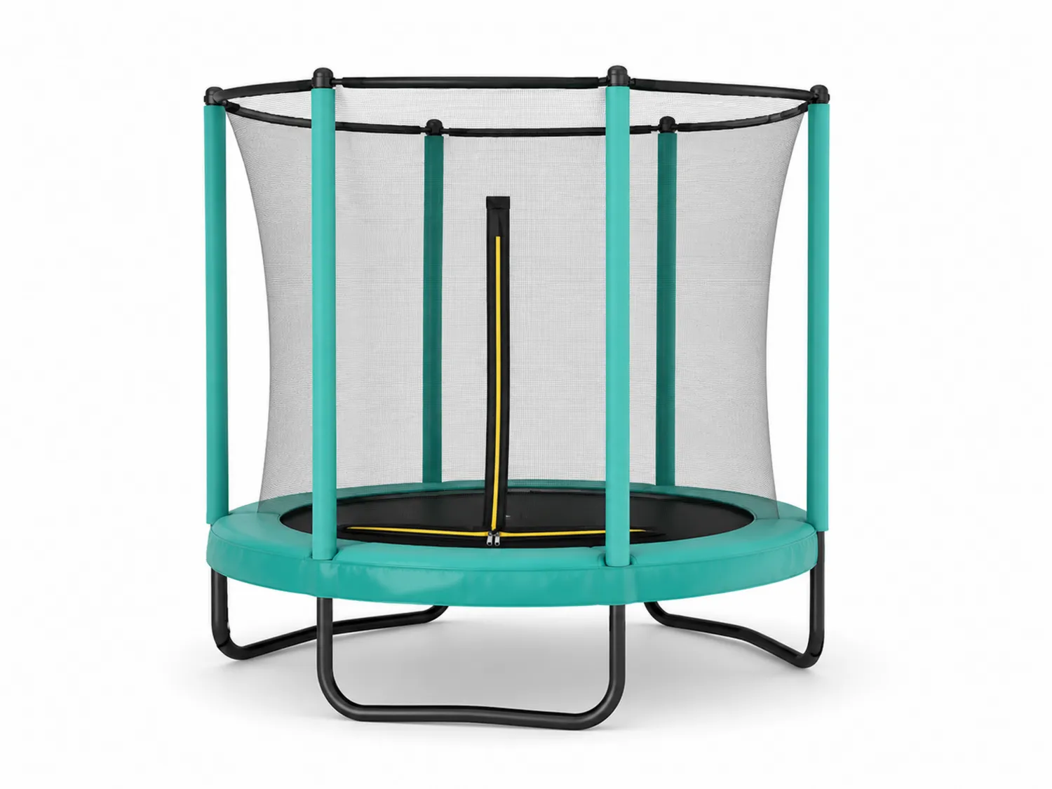 Rundtrampolin mit Sicherheitsnetz 140 cm Stahlrahmen Schwarz/Türkis