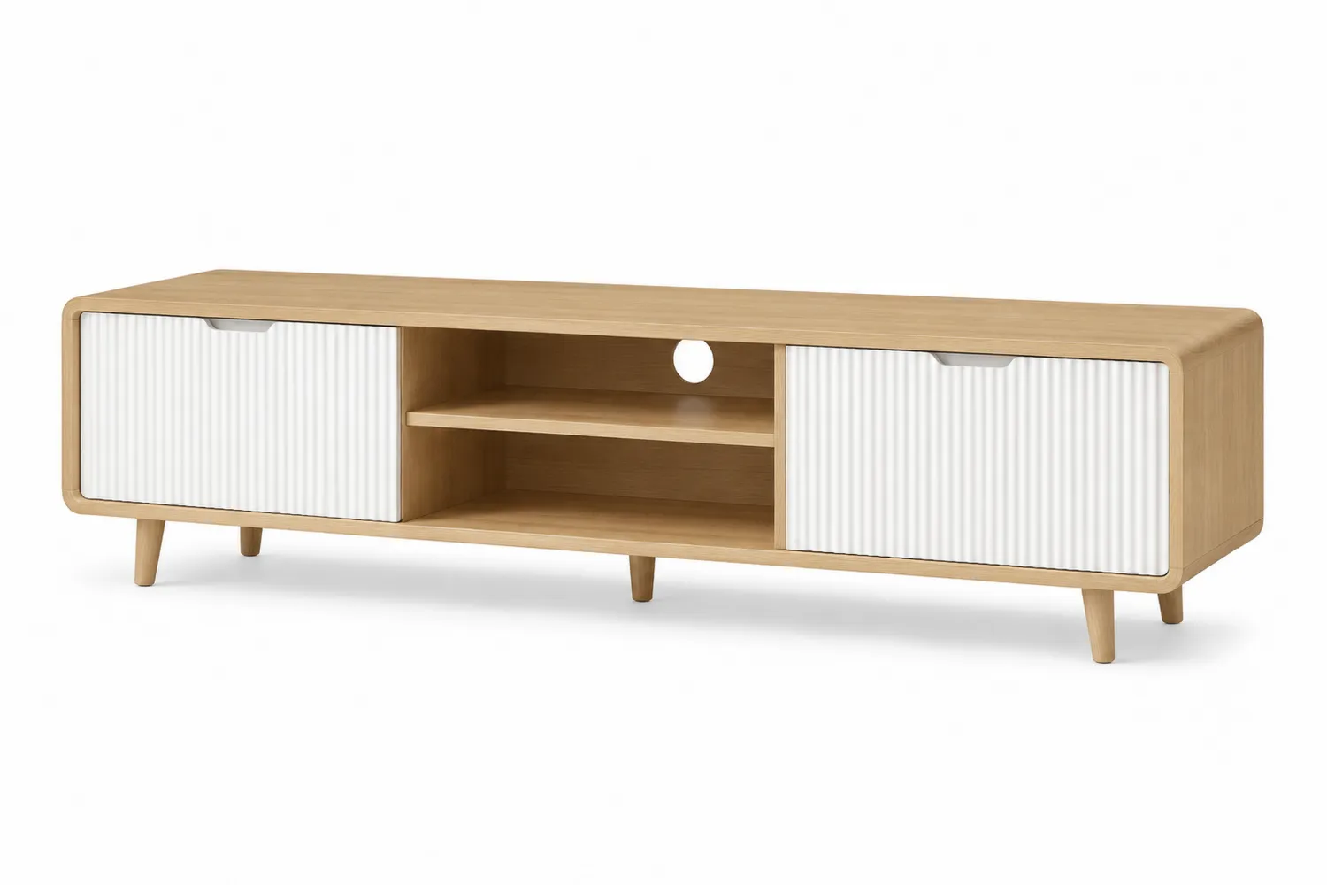 TV-Schrank Eichenfurnier Weiß 180 x 40 x 50 cm
