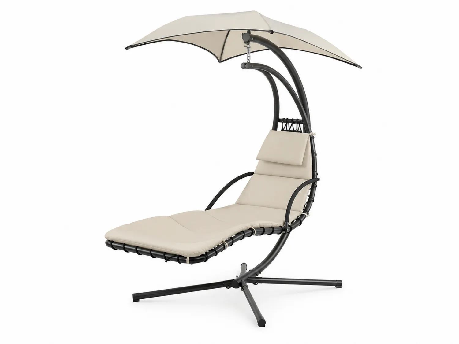 Outdoor Relaxsessel mit Stahlrahmen und Polyesterbezug Beige