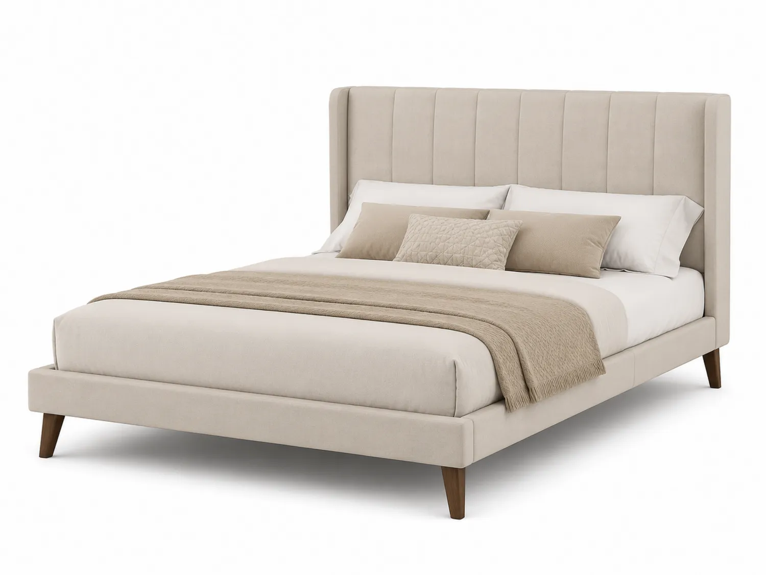 Polsterbett Doppelbett Stoff Beige 200x160 cm