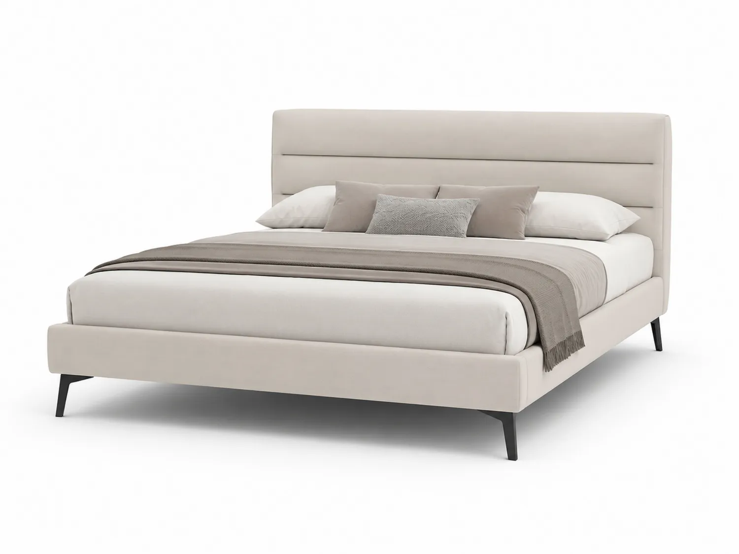 Doppelbett Stoff Metallbeine Beige 200x160 cm