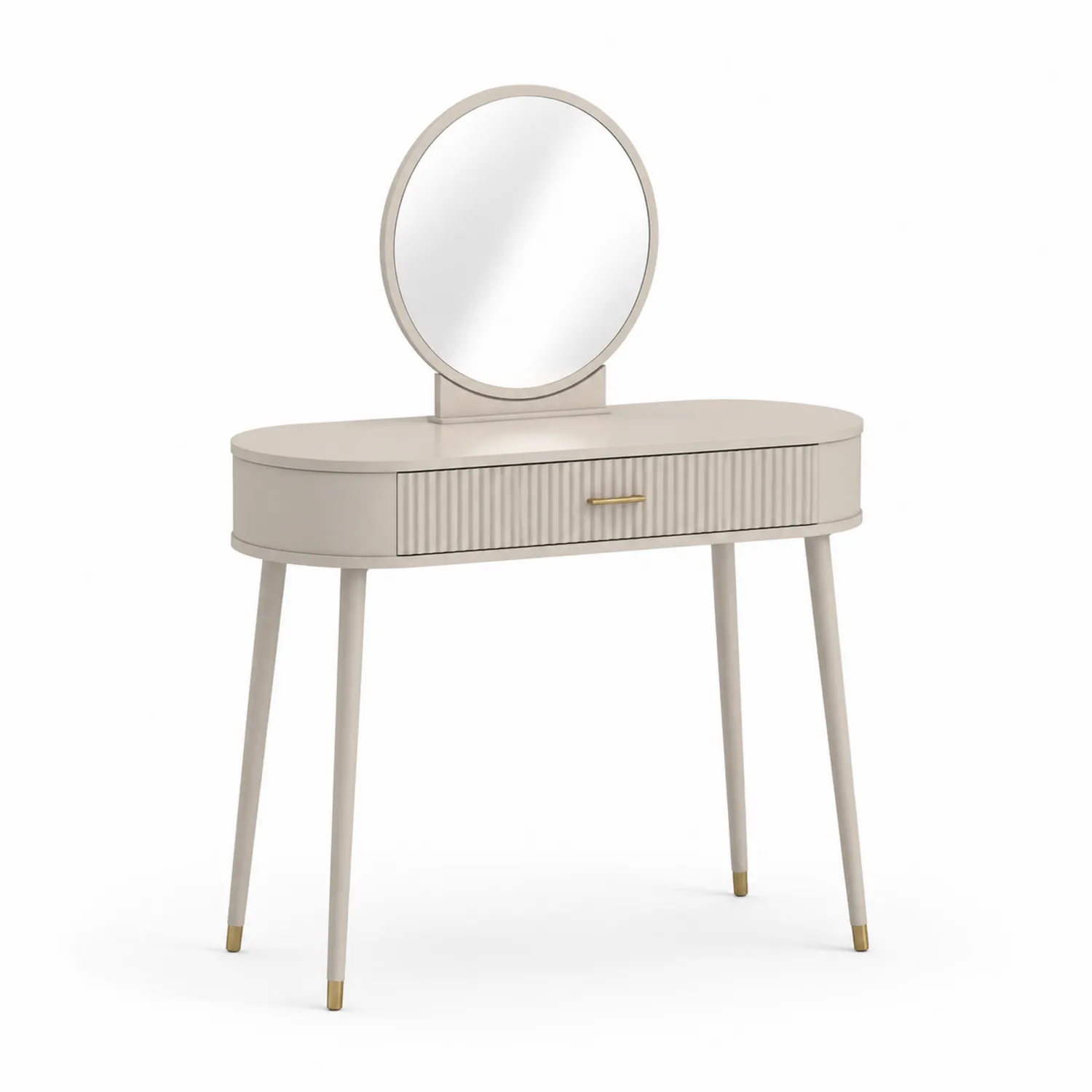 Schminktisch mit Spiegel und Schublade MDF Metall Beige