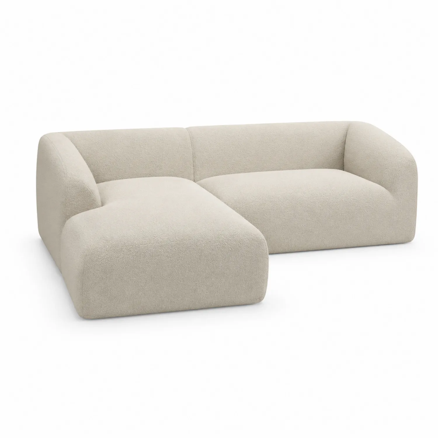 Modulares Ecksofa L-Form 3-Sitzer Bouclé Stoff Beige 280x160x80cm