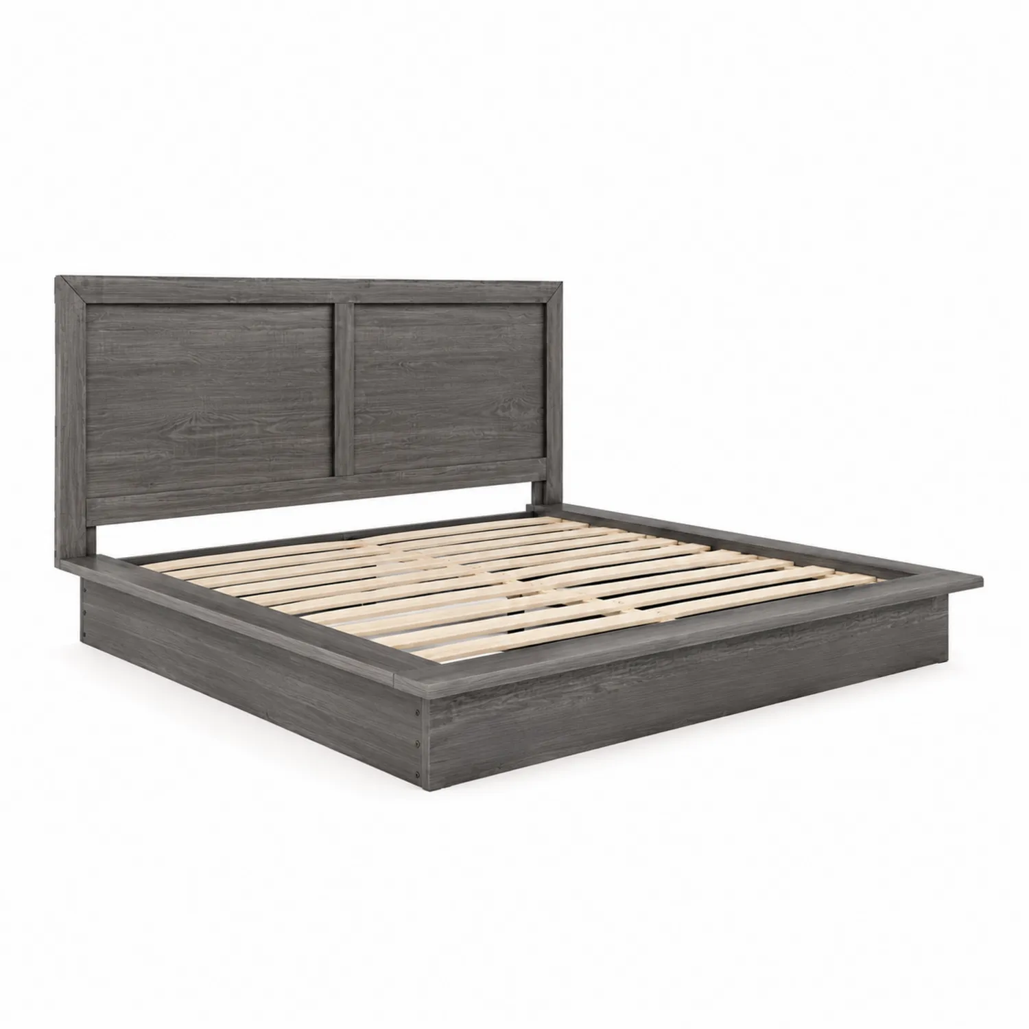 Doppelbett Kiefernholz Dunkelgrau