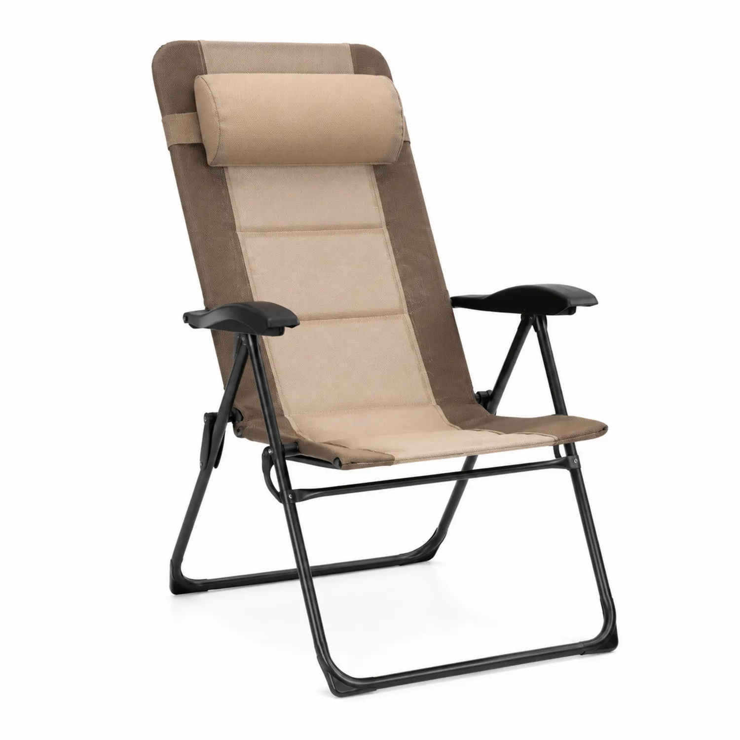 Klappstuhl Metall Textil Beige/Braun