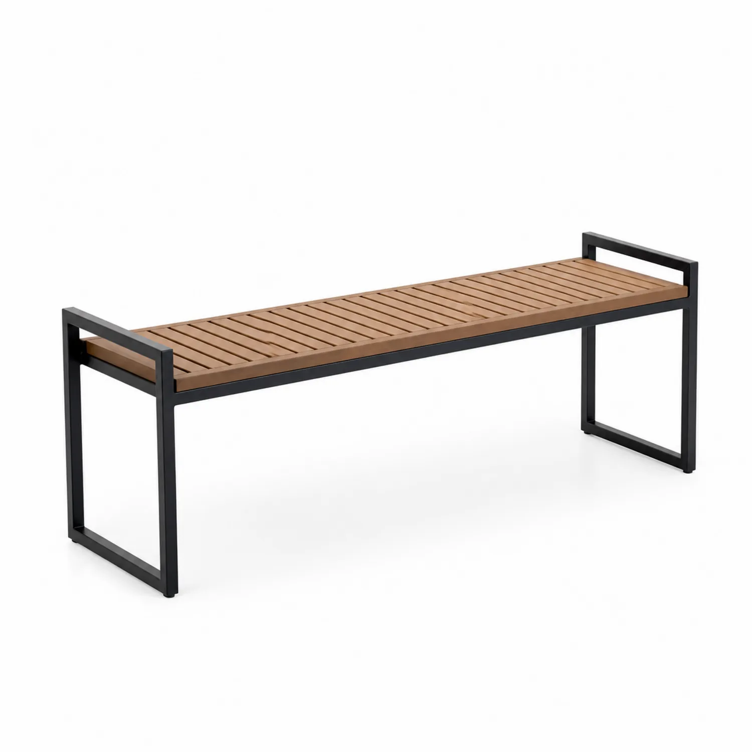 Gartenbank rechteckig Holz/Stahl Braun/Schwarz