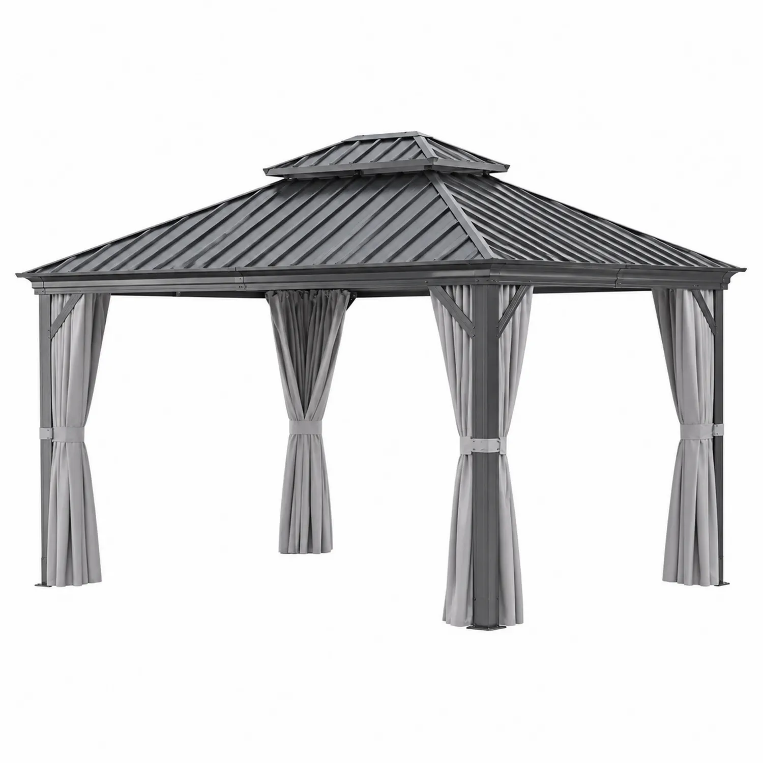 Metallpavillon Rechteckig 3x4m Stahl mit Aluminiumdach Grau