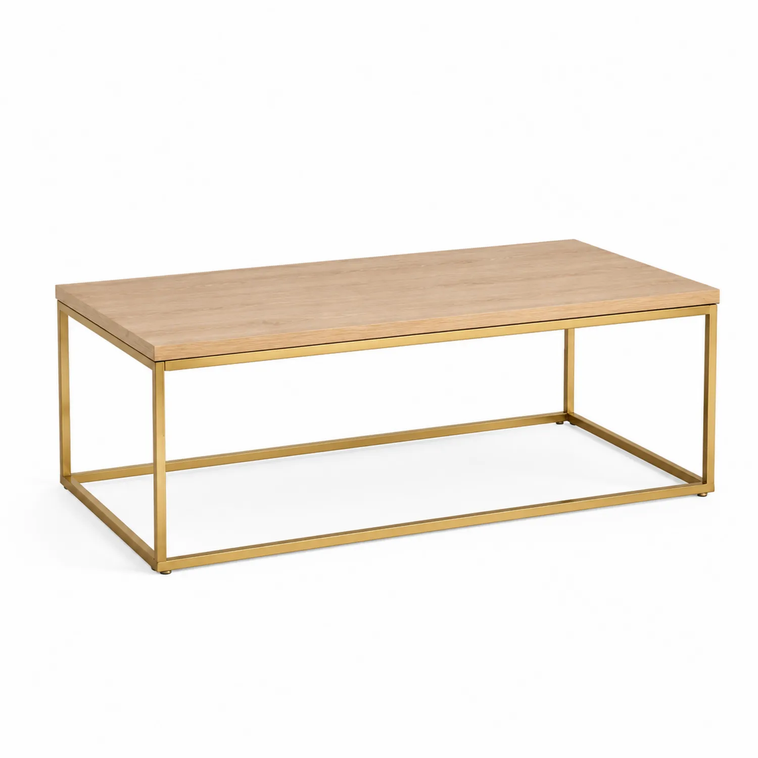 Rechteckiger Couchtisch 110x60x40 cm Holzoptik Metall Gold