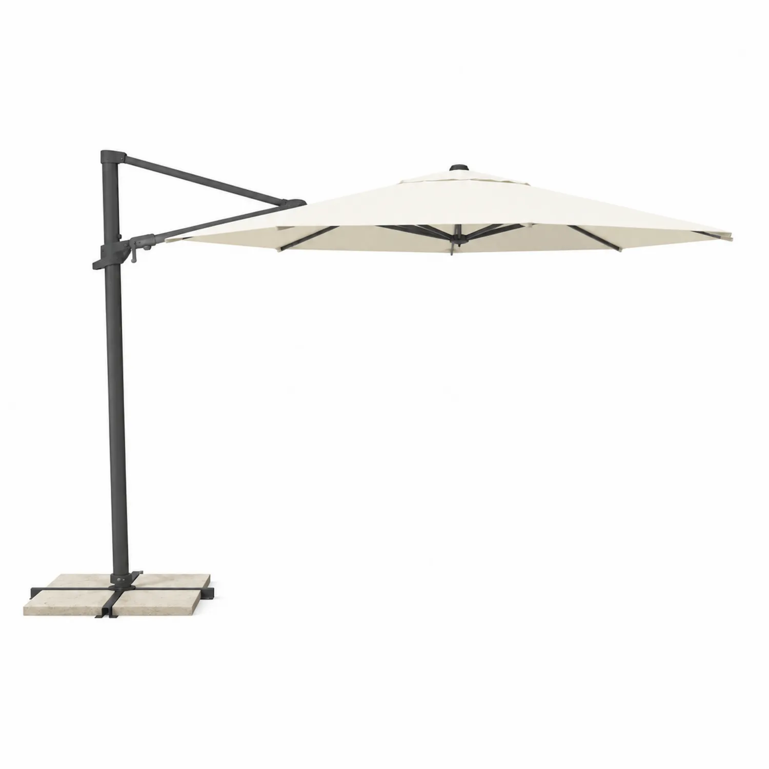 Ampelschirm Rund Aluminium Polyester Creme